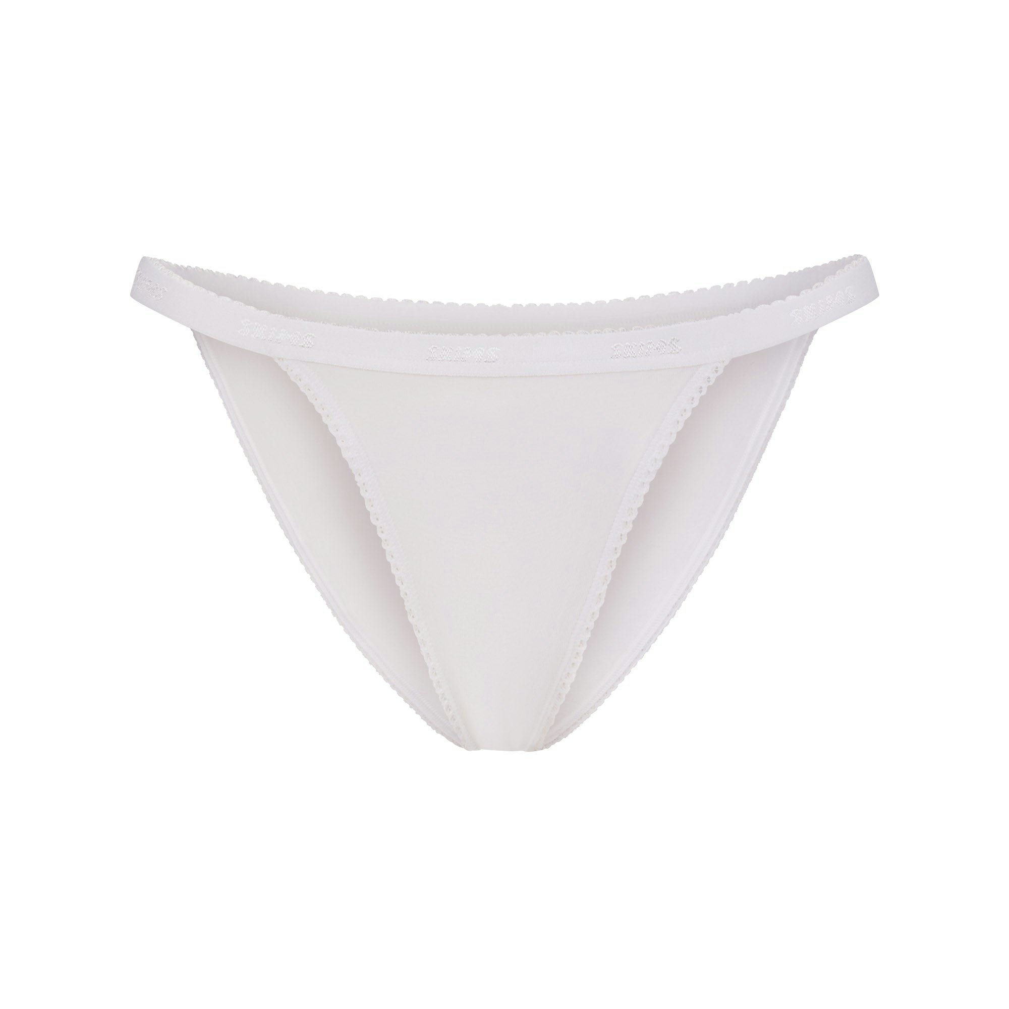 LIGHTWEIGHT COTTON LOGO PICOT STRING BIKINI - SNOW