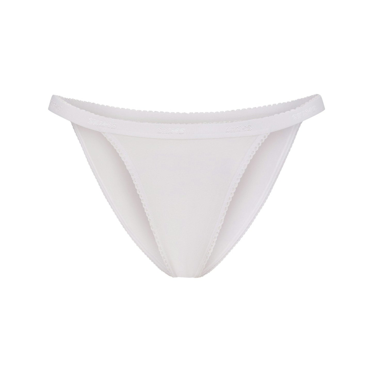 LIGHTWEIGHT COTTON LOGO PICOT STRING BIKINI - SNOW