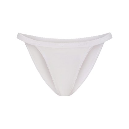 LIGHTWEIGHT COTTON LOGO PICOT STRING BIKINI - SNOW