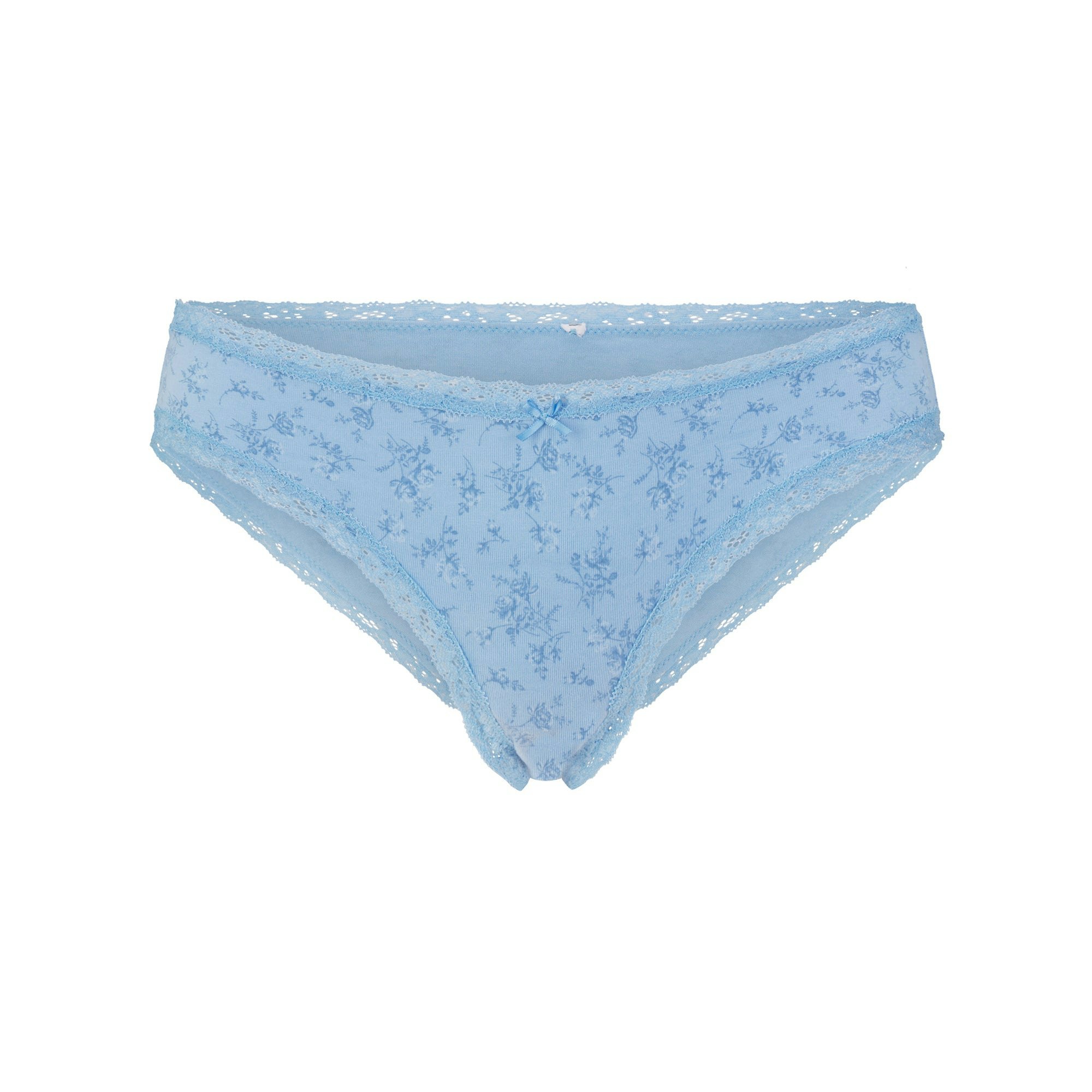 LIGHTWEIGHT COTTON LACE BRIEF - SURF DAINTY FLORAL PRINT