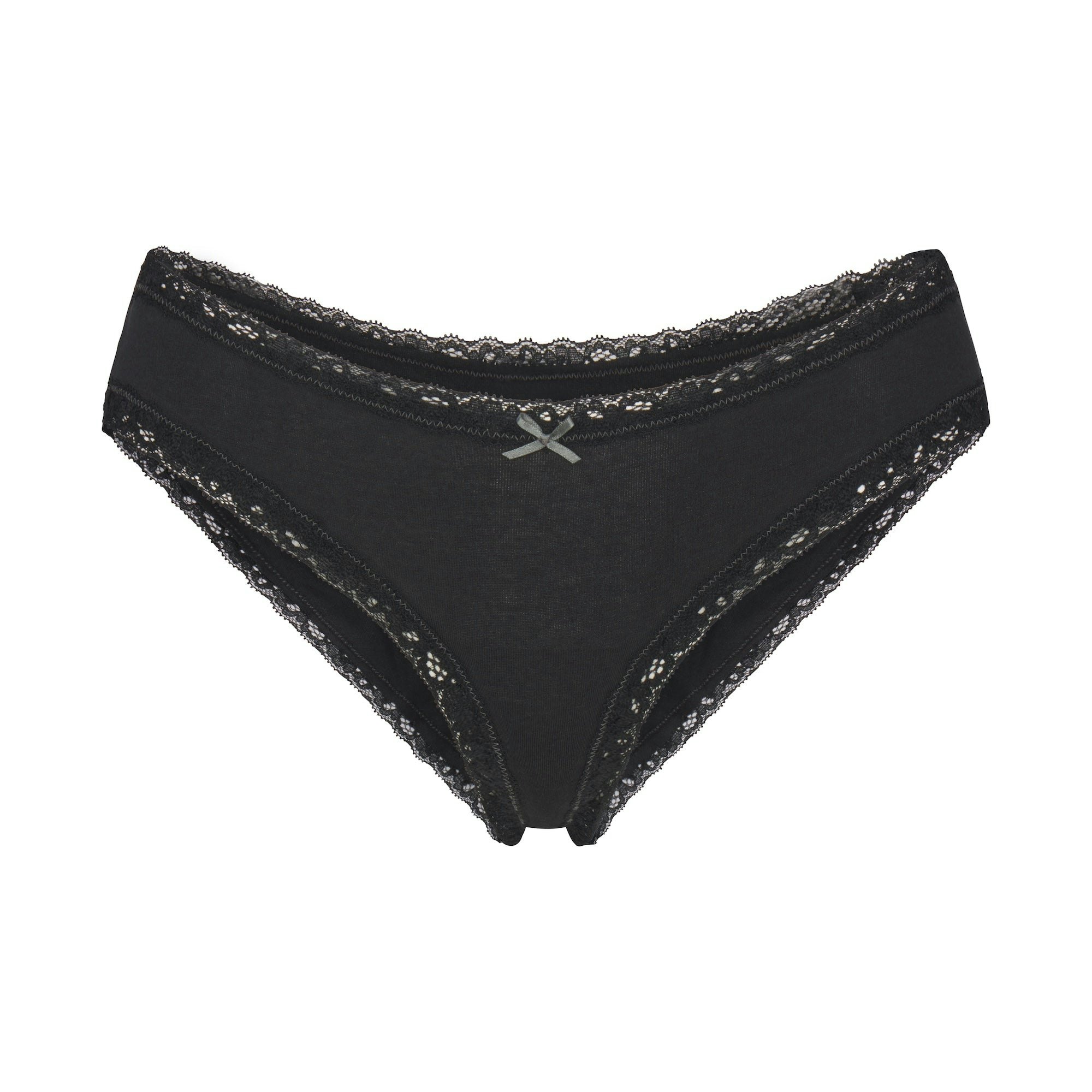 LIGHTWEIGHT COTTON LACE BRIEF - SOOT