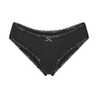 LIGHTWEIGHT COTTON LACE BRIEF - SOOT