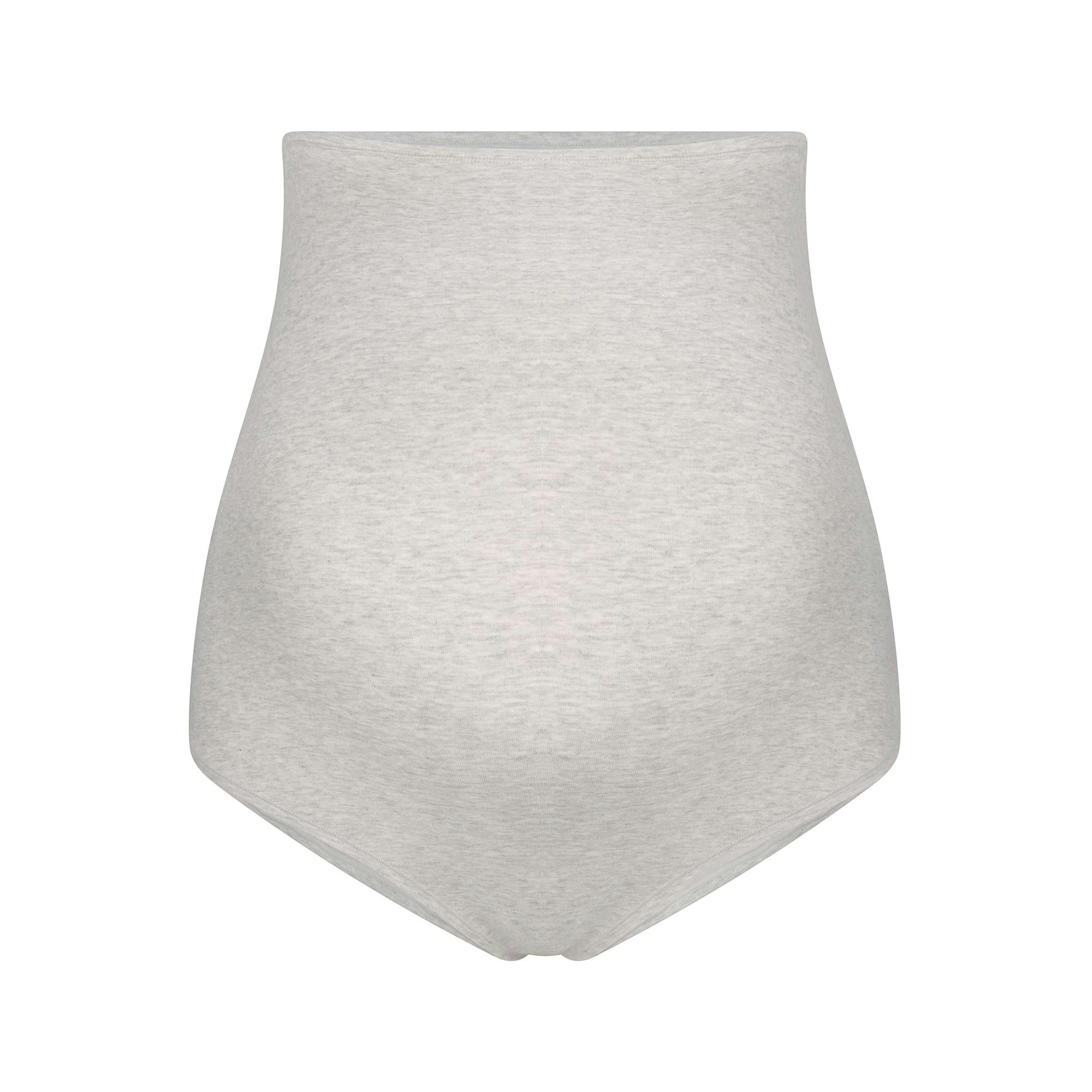 COTTON JERSEY MATERNITY HIGH-WAISTED BRIEF - LIGHT HEATHER GREY