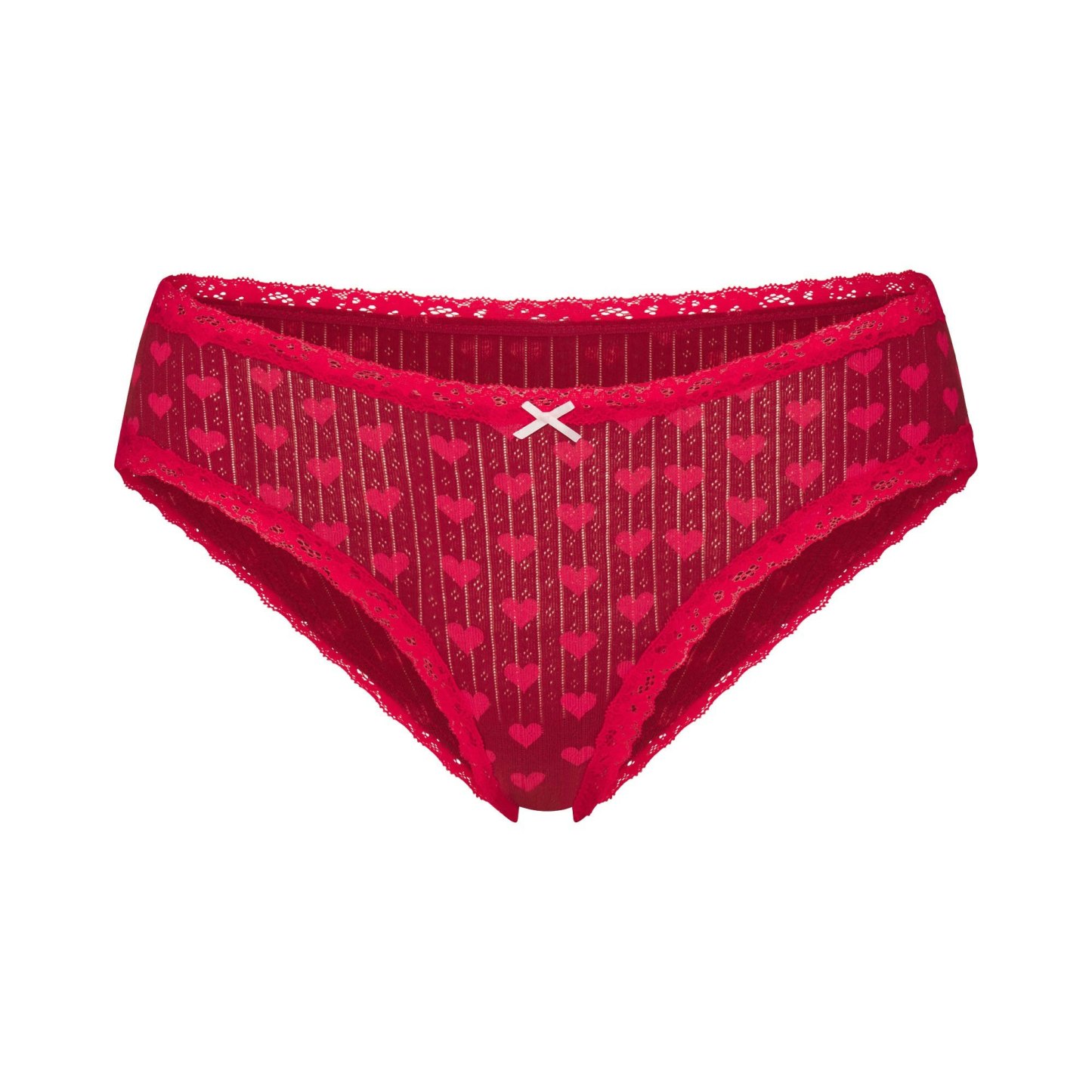 LIGHTWEIGHT COTTON POINTELLE LACE BRIEF - BRICK HEART HALFDROP