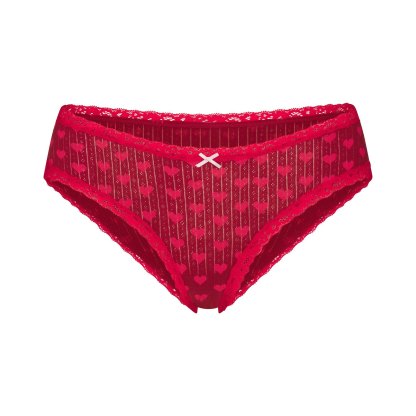 LIGHTWEIGHT COTTON POINTELLE LACE BRIEF - BRICK HEART HALFDROP