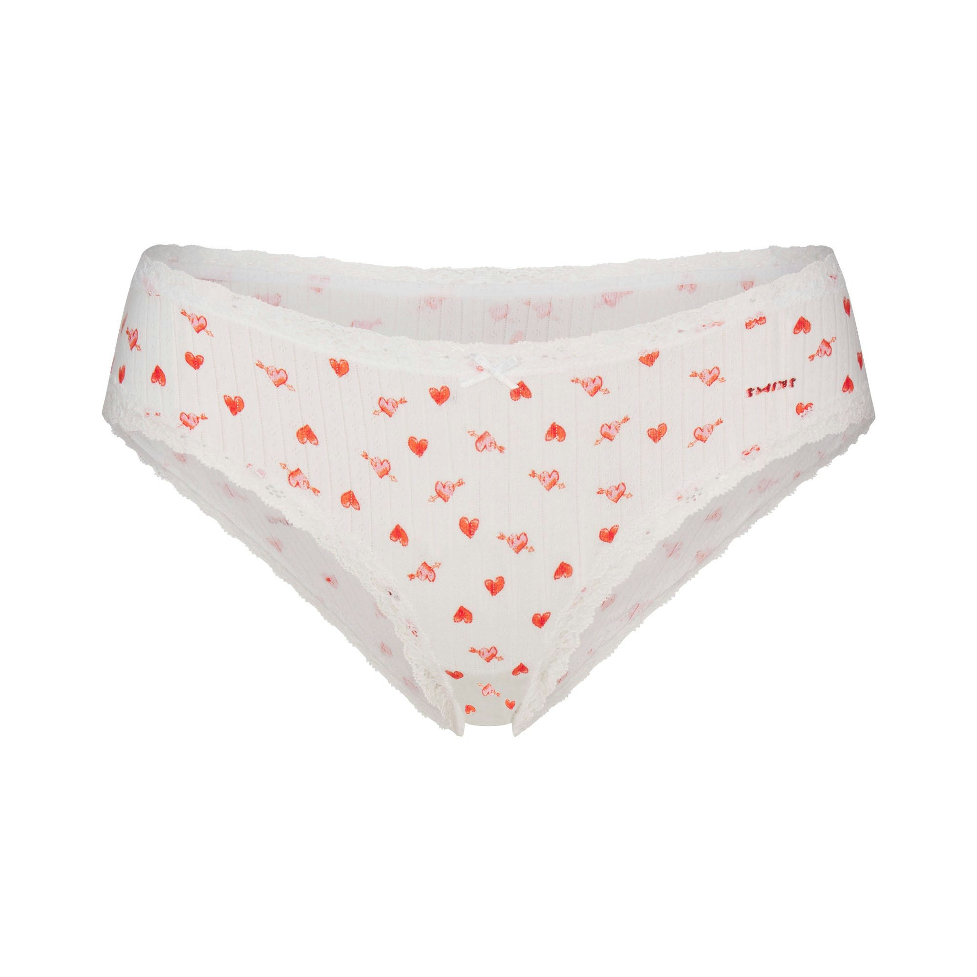 LIGHTWEIGHT COTTON POINTELLE LACE BRIEF - SNOW ARROWED HEARTS