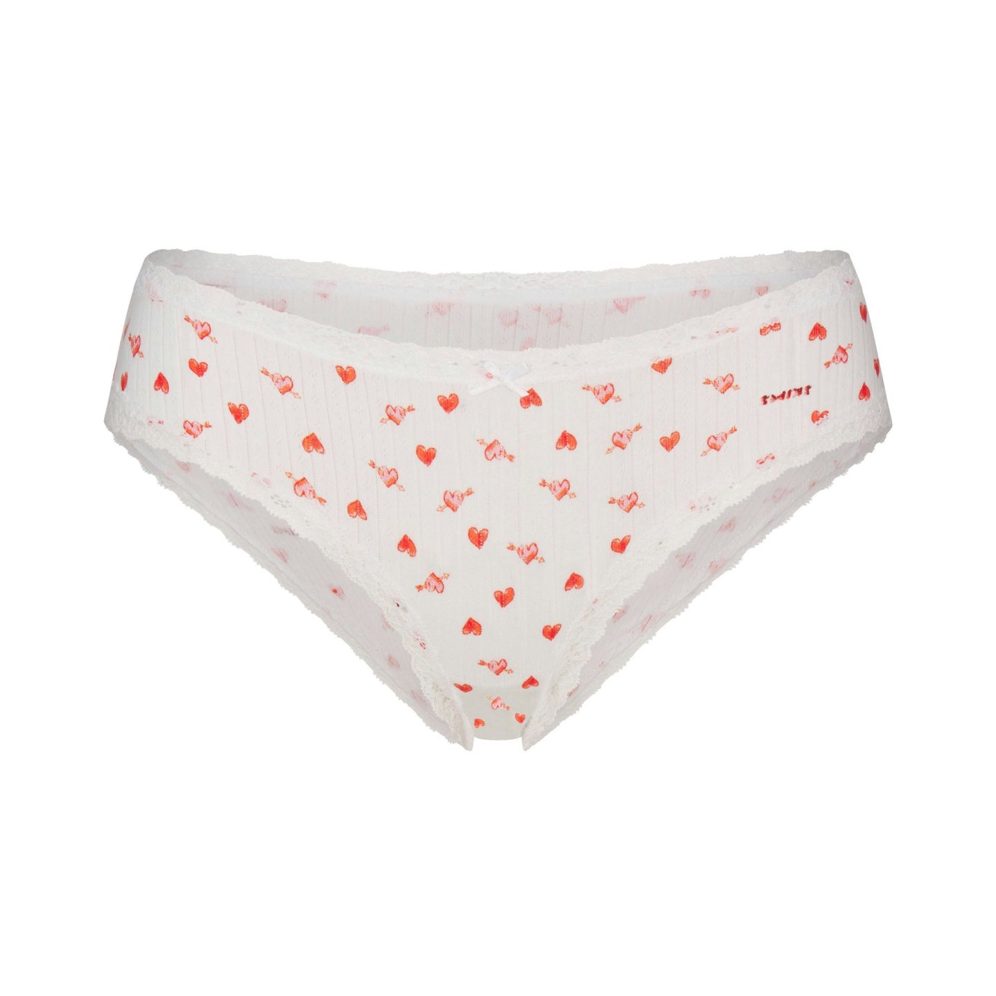 LIGHTWEIGHT COTTON POINTELLE LACE BRIEF - SNOW ARROWED HEARTS