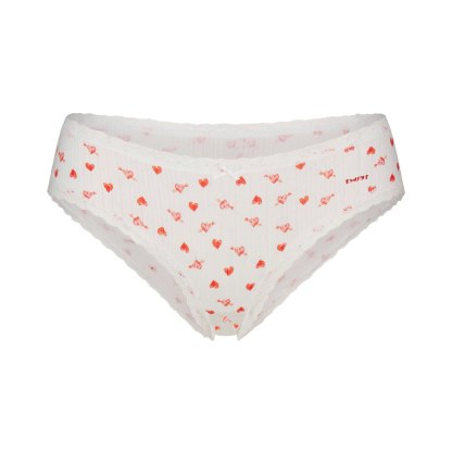 LIGHTWEIGHT COTTON POINTELLE LACE BRIEF - SNOW ARROWED HEARTS