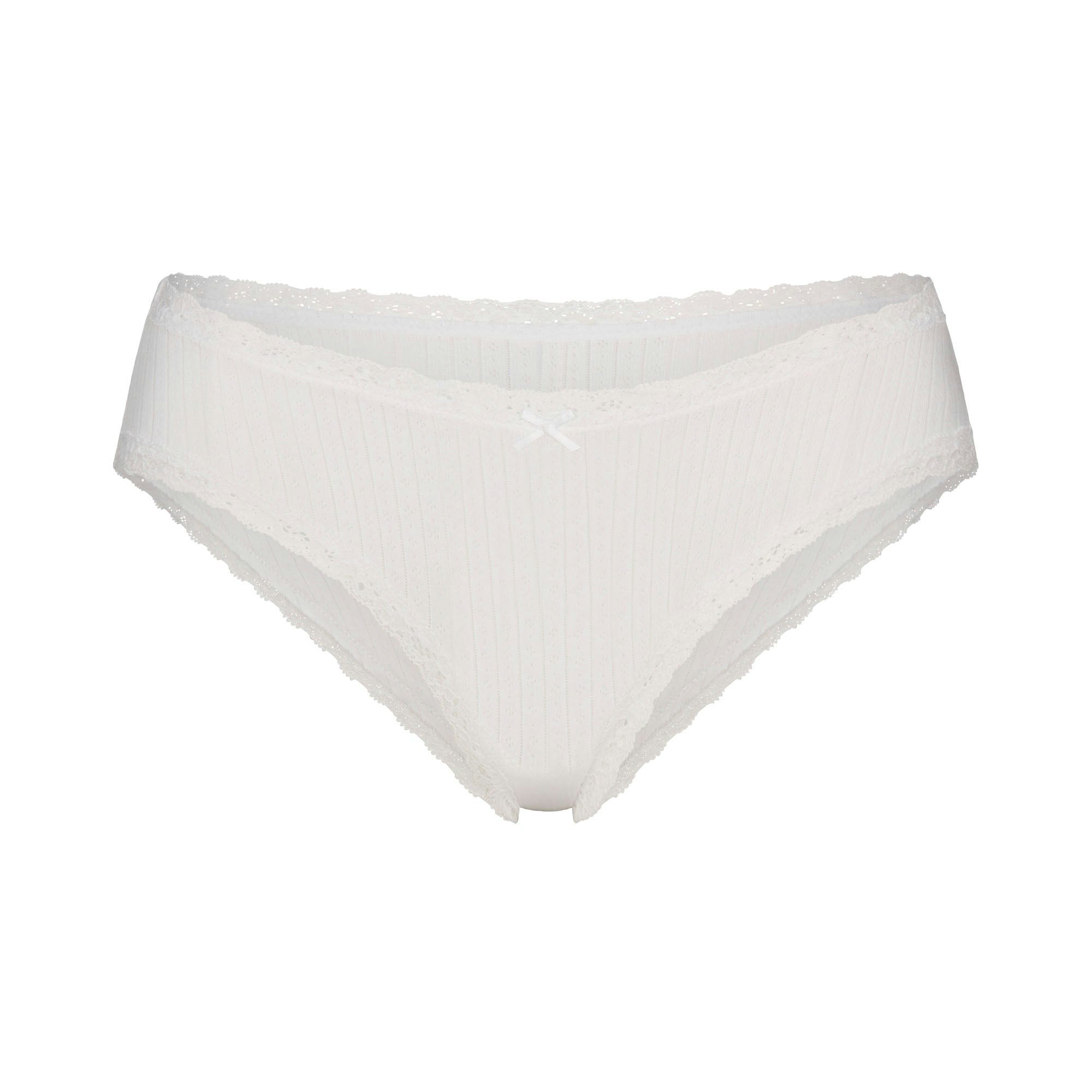 LIGHTWEIGHT COTTON LACE BRIEF - SNOW