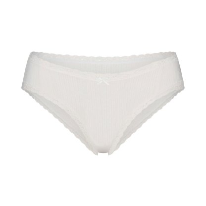 LIGHTWEIGHT COTTON LACE BRIEF - SNOW