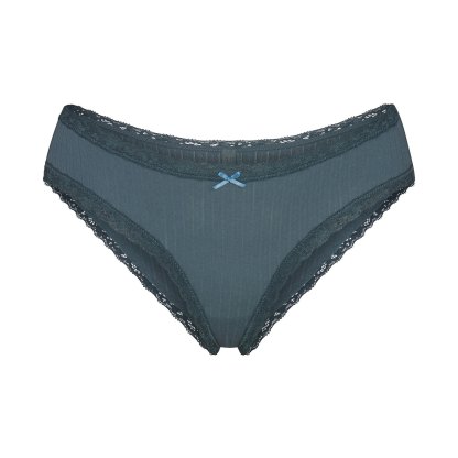 LIGHTWEIGHT COTTON POINTELLE LACE BRIEF - ZIRCON TONAL