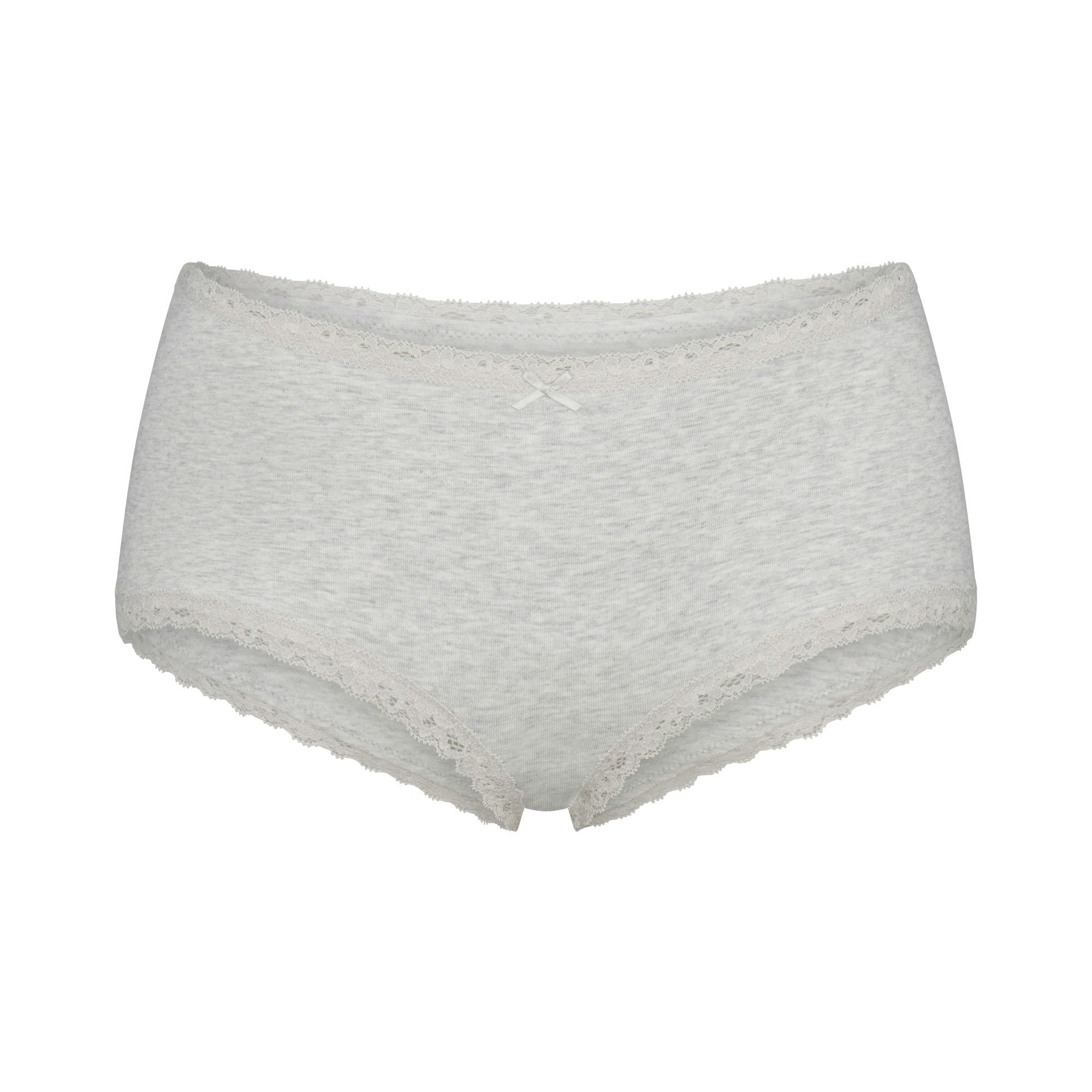 LIGHTWEIGHT COTTON POINTELLE LACE BOY SHORT - LIGHT HEATHER GREY