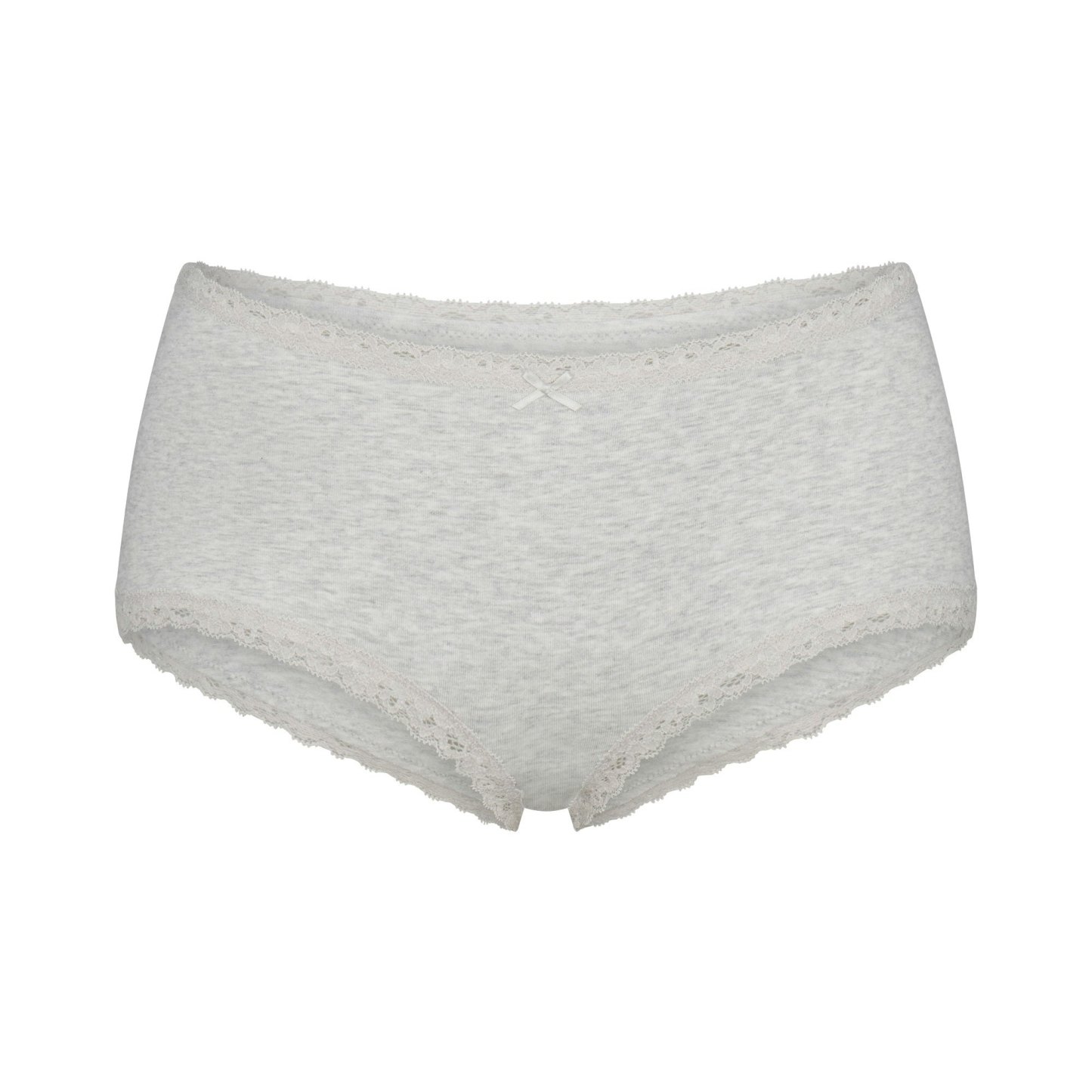 LIGHTWEIGHT COTTON POINTELLE LACE BOY SHORT - LIGHT HEATHER GREY
