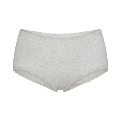 LIGHTWEIGHT COTTON POINTELLE LACE BOY SHORT - LIGHT HEATHER GREY