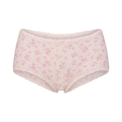 LIGHTWEIGHT COTTON POINTELLE LACE BOY SHORT - BLOOM DAINTY FLORAL