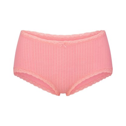 LIGHTWEIGHT COTTON POINTELLE LACE BOY SHORT - MELON TONAL