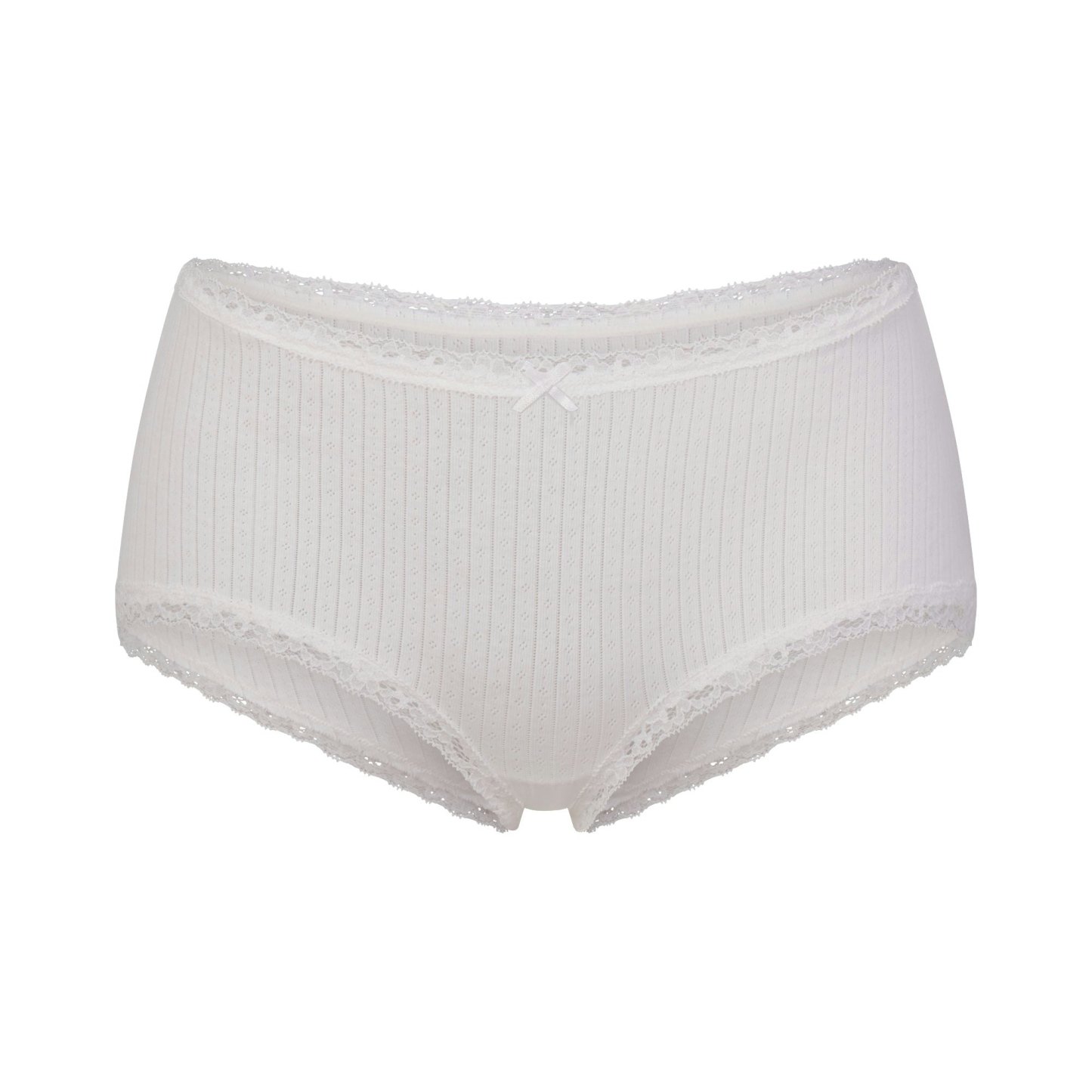 LIGHTWEIGHT COTTON POINTELLE LACE BOY SHORT - SNOW