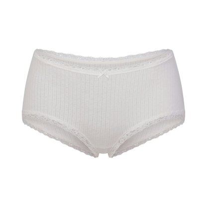 LIGHTWEIGHT COTTON POINTELLE LACE BOY SHORT - SNOW