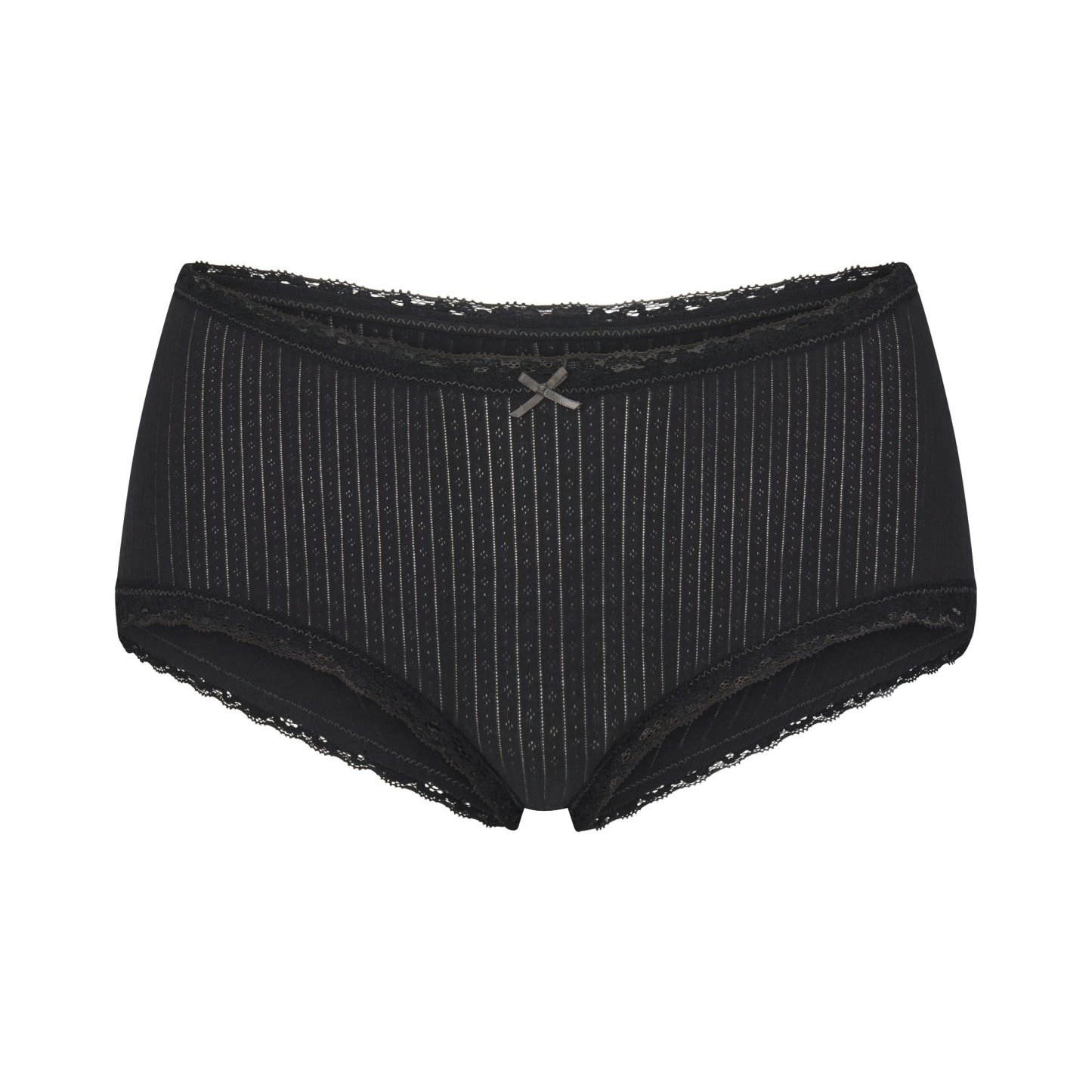 LIGHTWEIGHT COTTON POINTELLE LACE BOY SHORT - SOOT TONAL