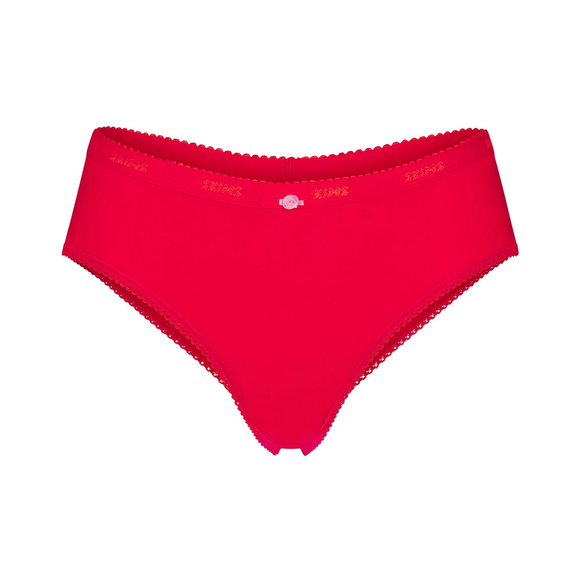 LIGHTWEIGHT COTTON LOGO PICOT HIPSTER - RUBY TONAL