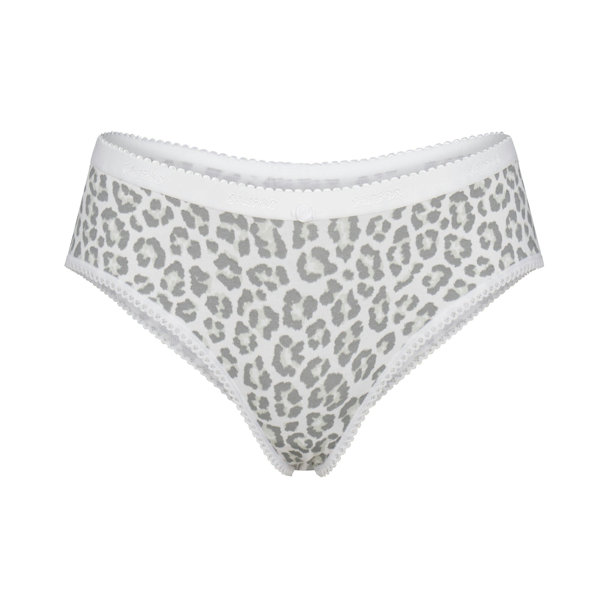 LIGHTWEIGHT COTTON LOGO PICOT HIPSTER - SNOW LEOPARD PRINT