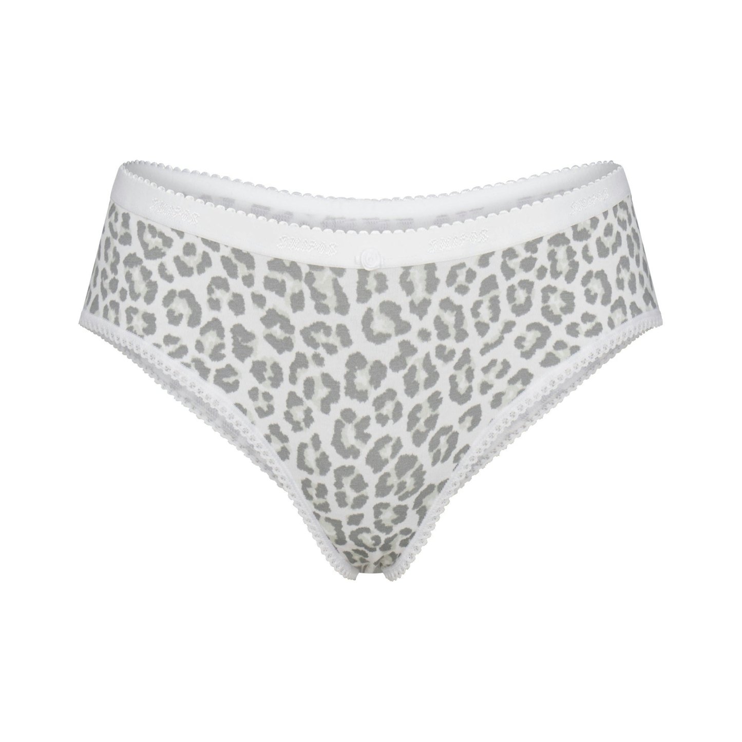 LIGHTWEIGHT COTTON LOGO PICOT HIPSTER - SNOW LEOPARD PRINT