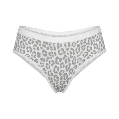LIGHTWEIGHT COTTON LOGO PICOT HIPSTER - SNOW LEOPARD PRINT