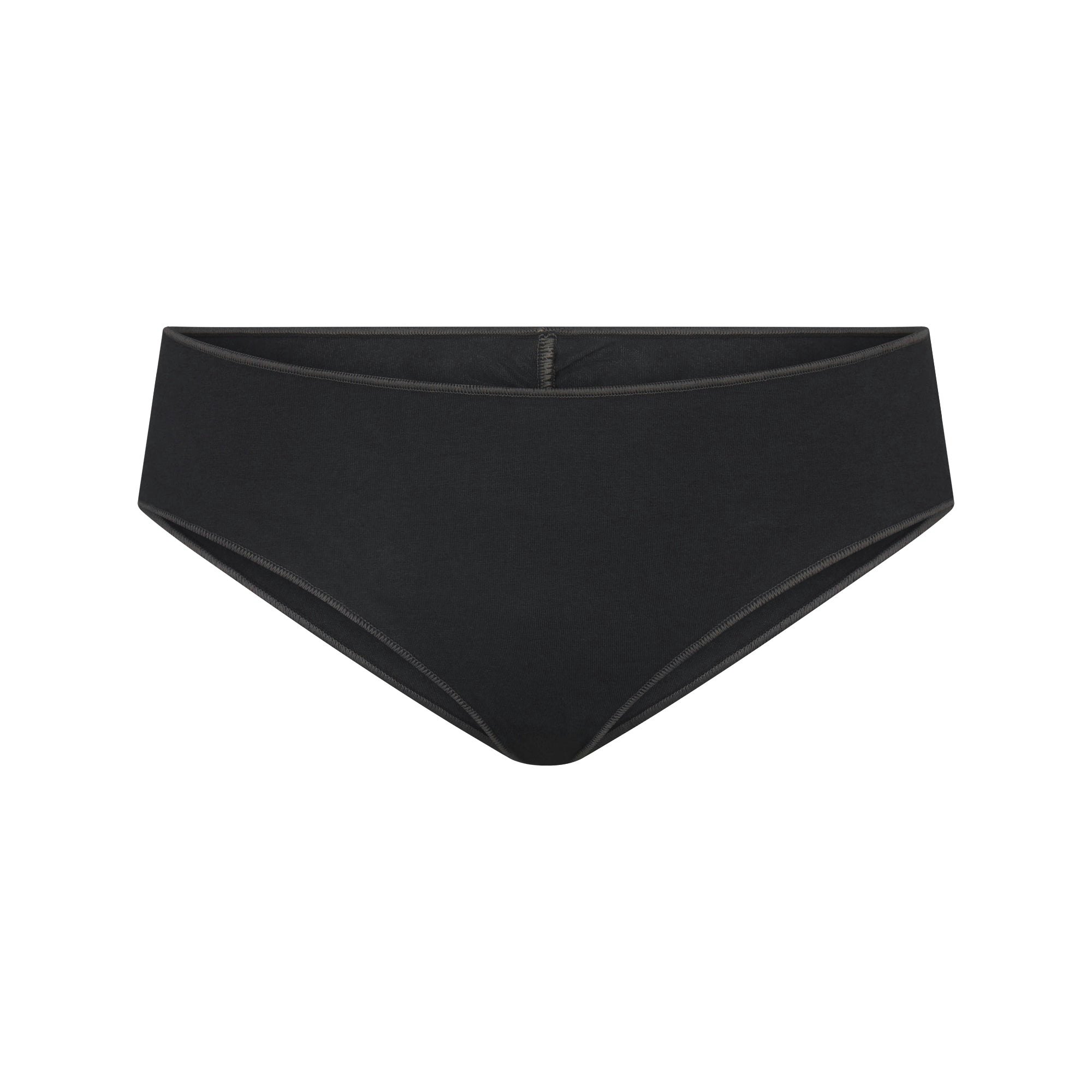 LIGHTWEIGHT COTTON RUCHED BACK HIPSTER - SOOT TONAL