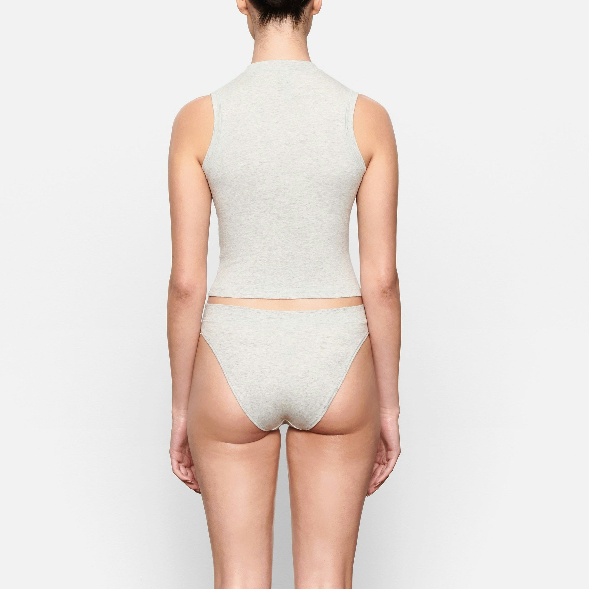 COTTON JERSEY CHEEKY TANGA - LIGHT HEATHER GREY