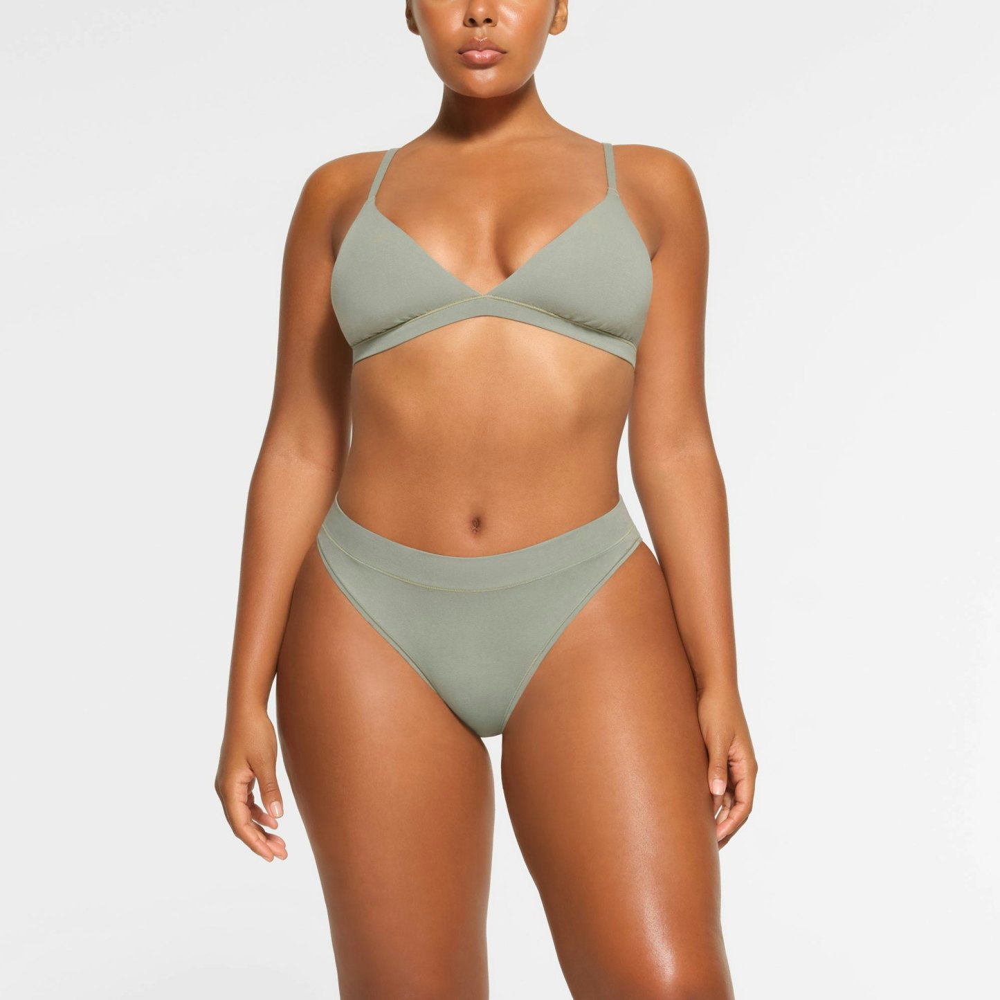 COTTON JERSEY CHEEKY TANGA - MINERAL