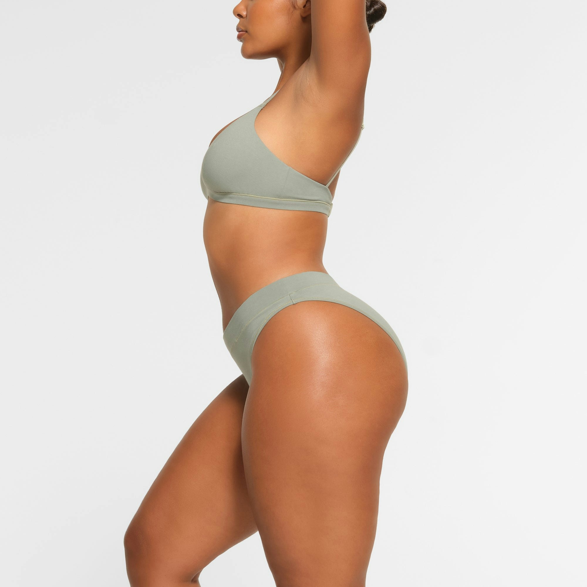 COTTON JERSEY CHEEKY TANGA - MINERAL