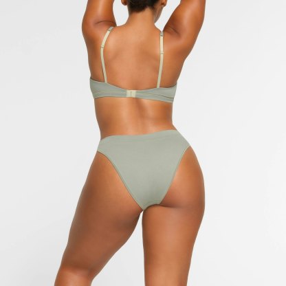 COTTON JERSEY CHEEKY TANGA - MINERAL