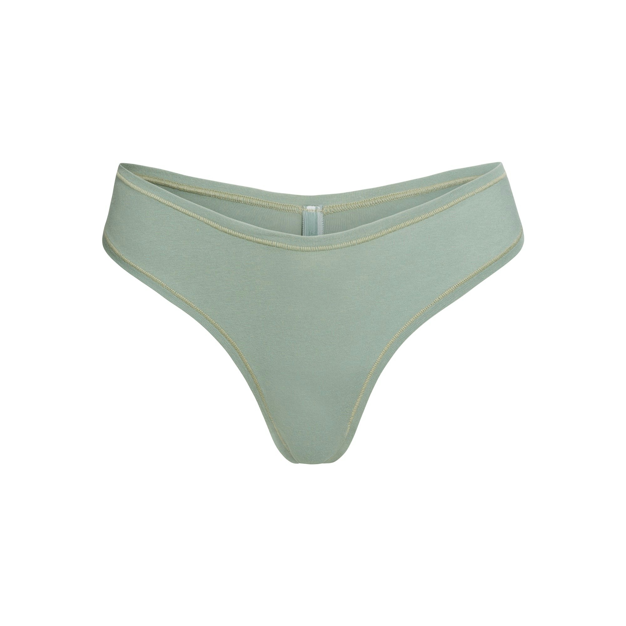 COTTON JERSEY DIPPED THONG - MINERAL