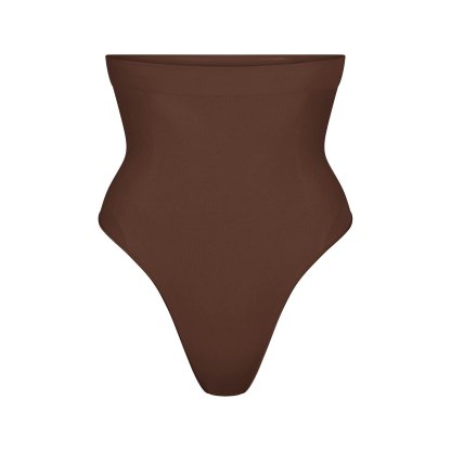 SEAMLESS SCULPT HIGH-WAISTED THONG - COCOA