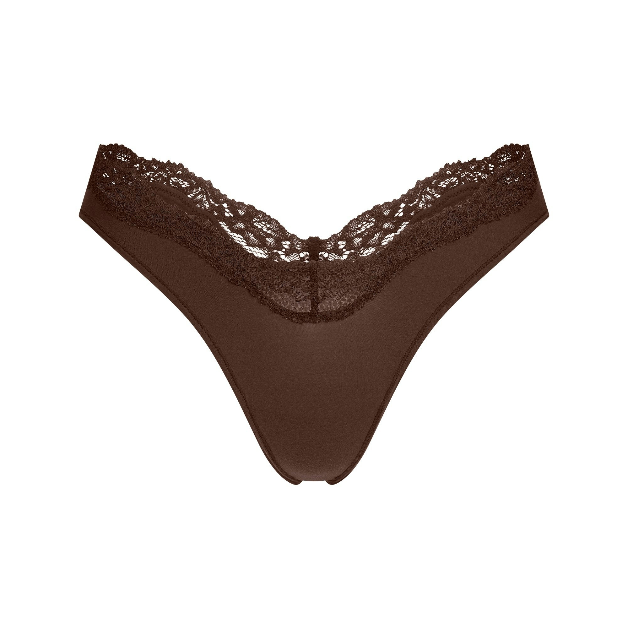 FITS EVERYBODY LACE DIPPED THONG - ESPRESSO