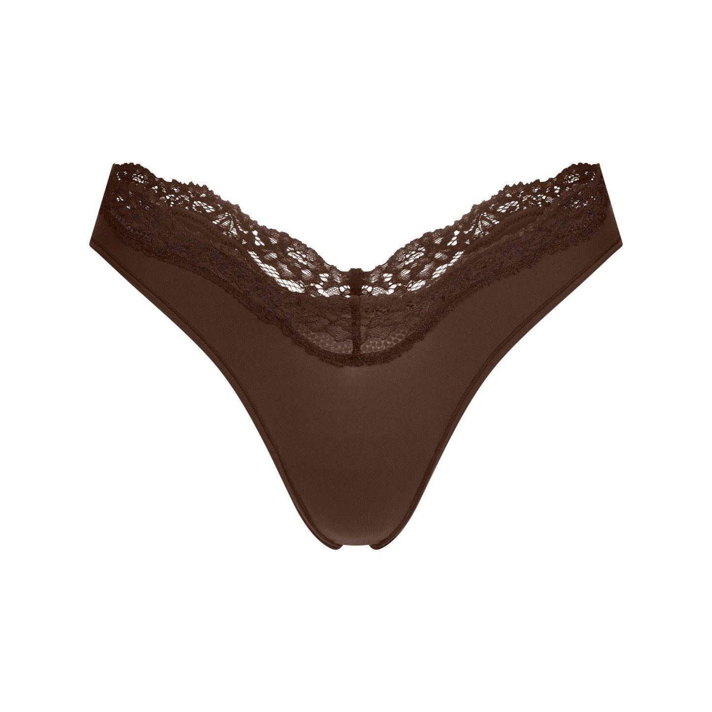 FITS EVERYBODY LACE DIPPED THONG - ESPRESSO