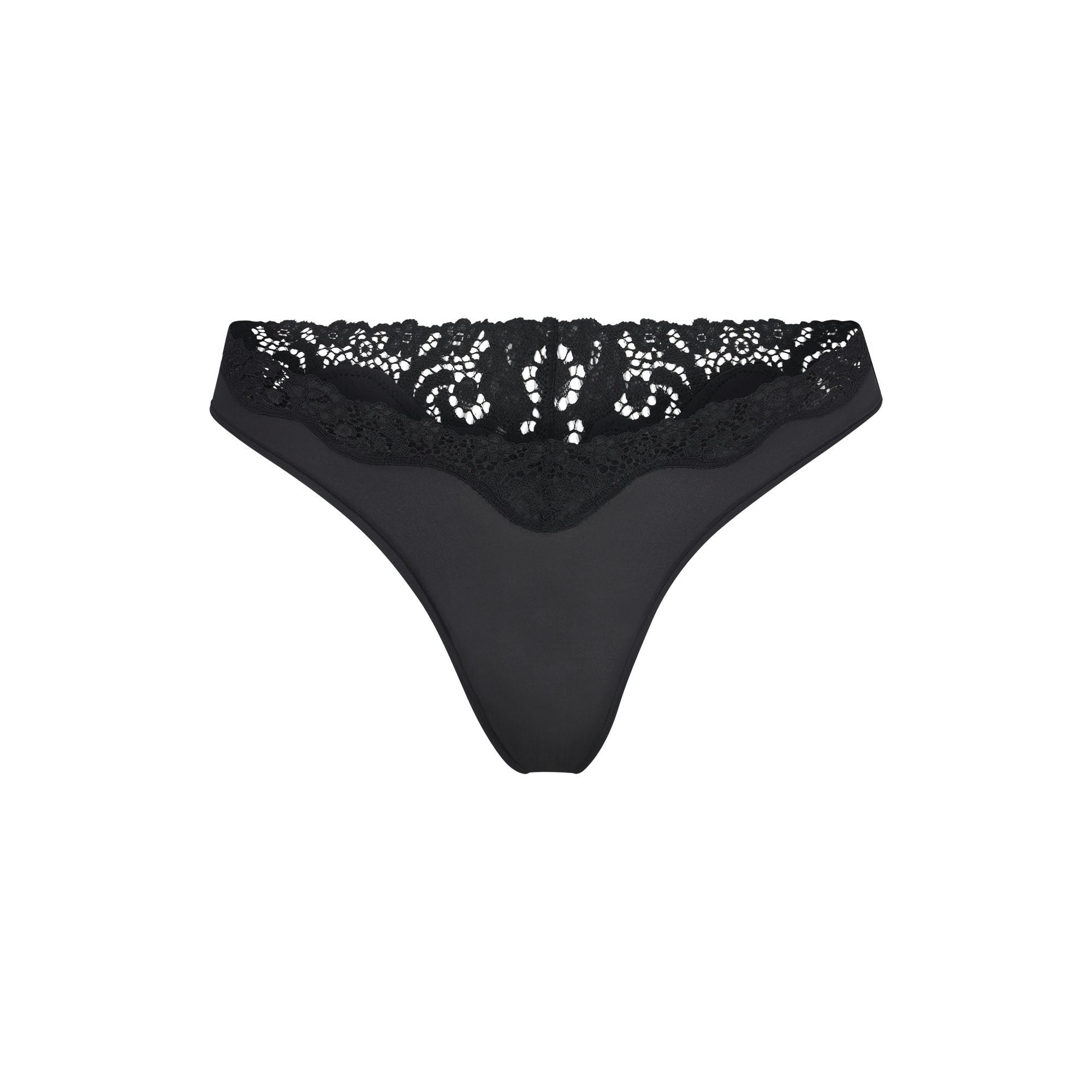 FITS EVERYBODY LACE DIPPED THONG - ONYX