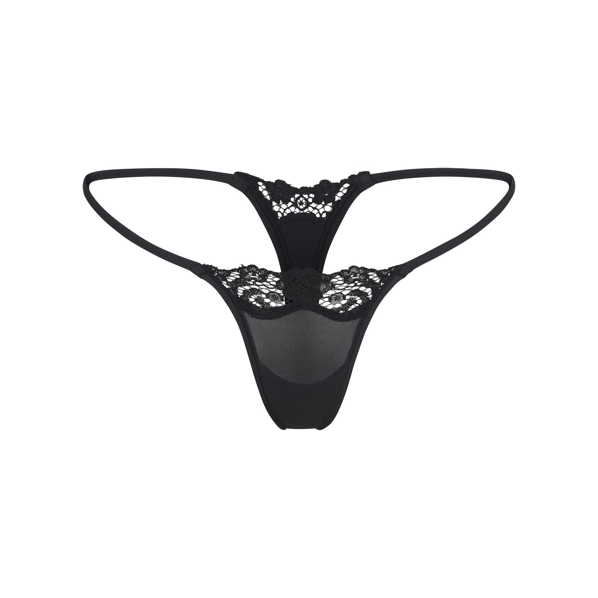 FITS EVERYBODY LACE STRING THONG - ONYX