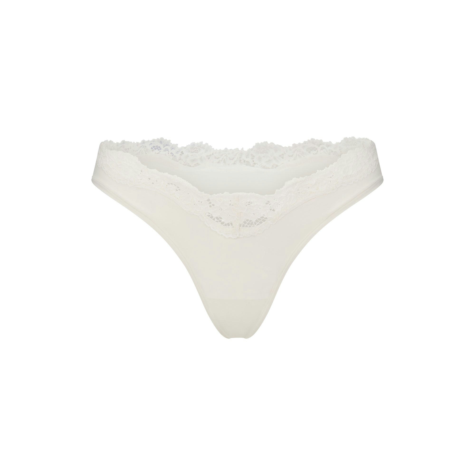 FITS EVERYBODY LACE DIPPED THONG 5-PACK - IVORY PEARL BOW MULTI