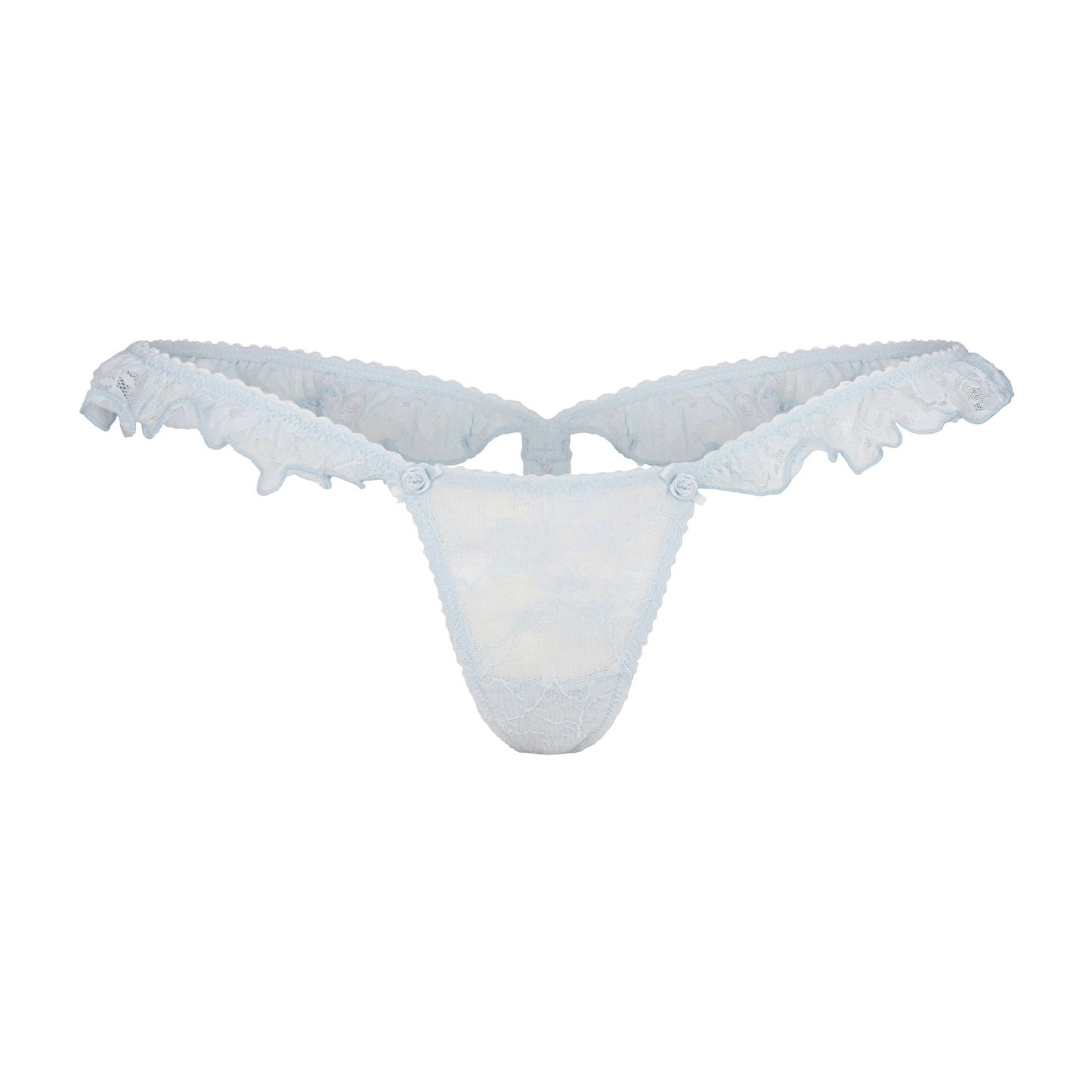 STRETCH LACE BUTTERFLY THONG - POWDER BLUE