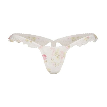 STRETCH LACE BUTTERFLY THONG - SNOW VINTAGE FLORAL PRINT