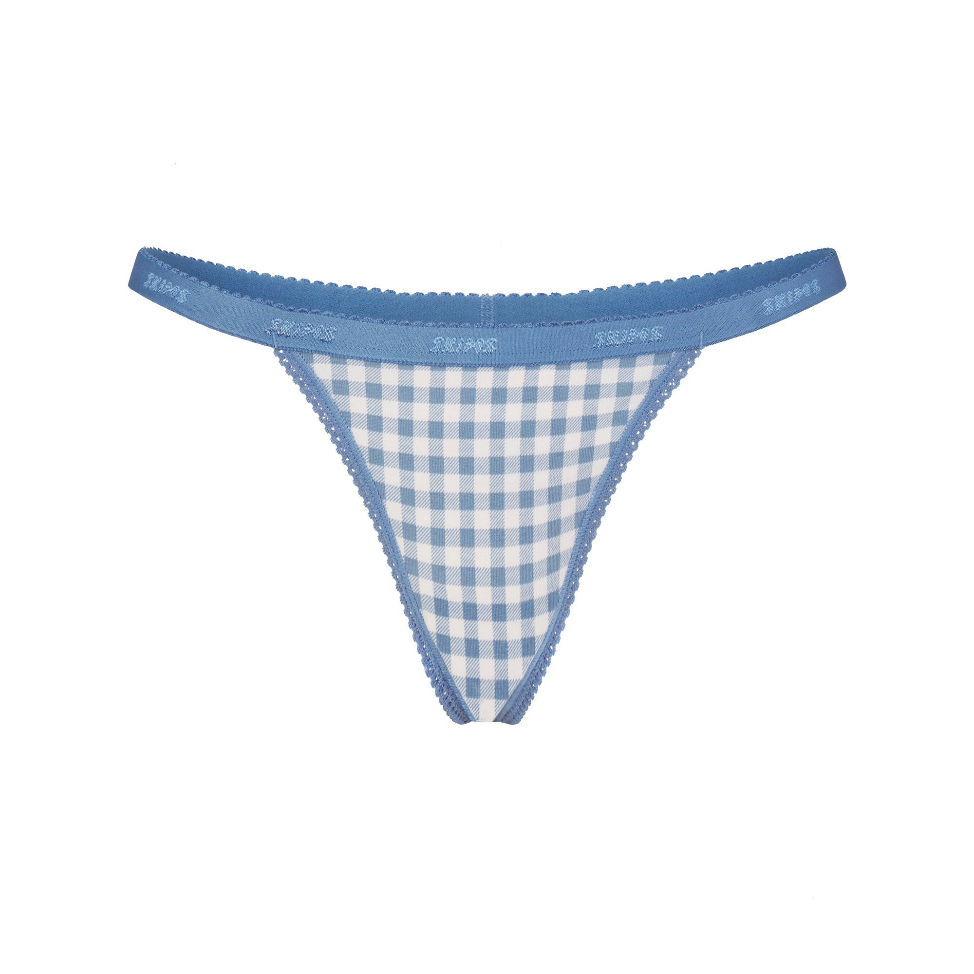 LIGHTWEIGHT COTTON LOGO PICOT THONG - ARCTIC GINGHAM