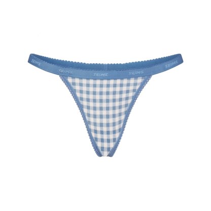 LIGHTWEIGHT COTTON LOGO PICOT THONG - ARCTIC GINGHAM