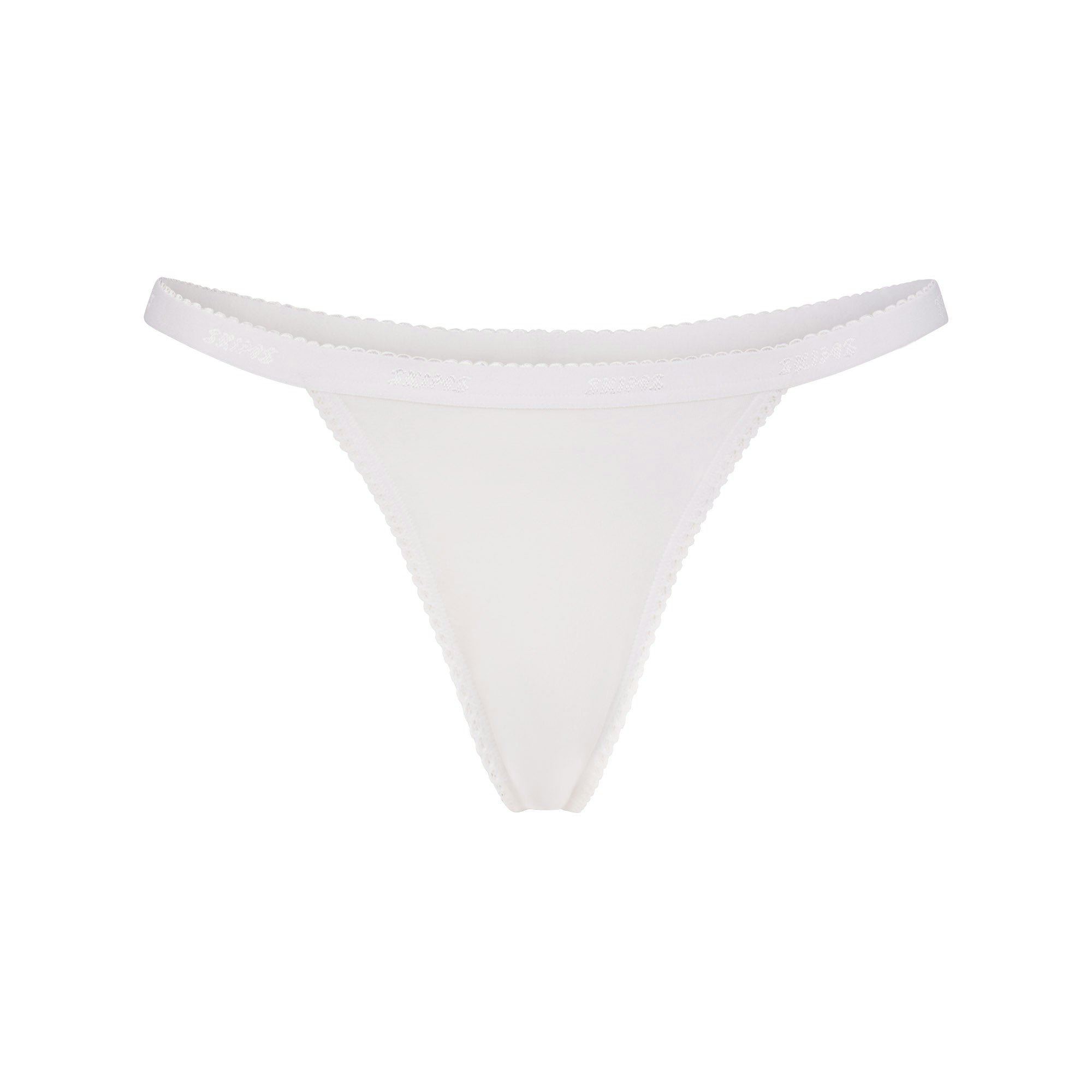 LIGHTWEIGHT COTTON LOGO PICOT THONG - SNOW