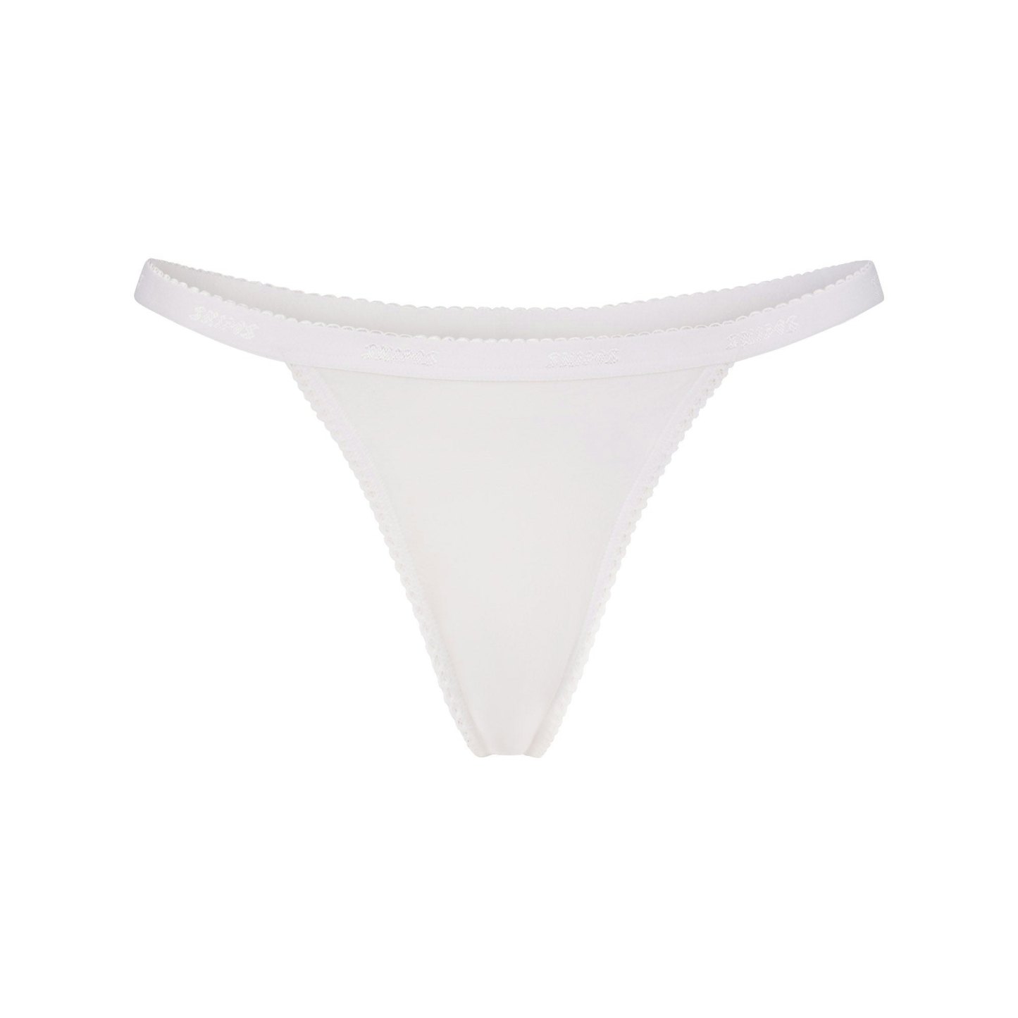 LIGHTWEIGHT COTTON LOGO PICOT THONG - SNOW