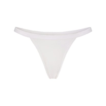 LIGHTWEIGHT COTTON LOGO PICOT THONG - SNOW