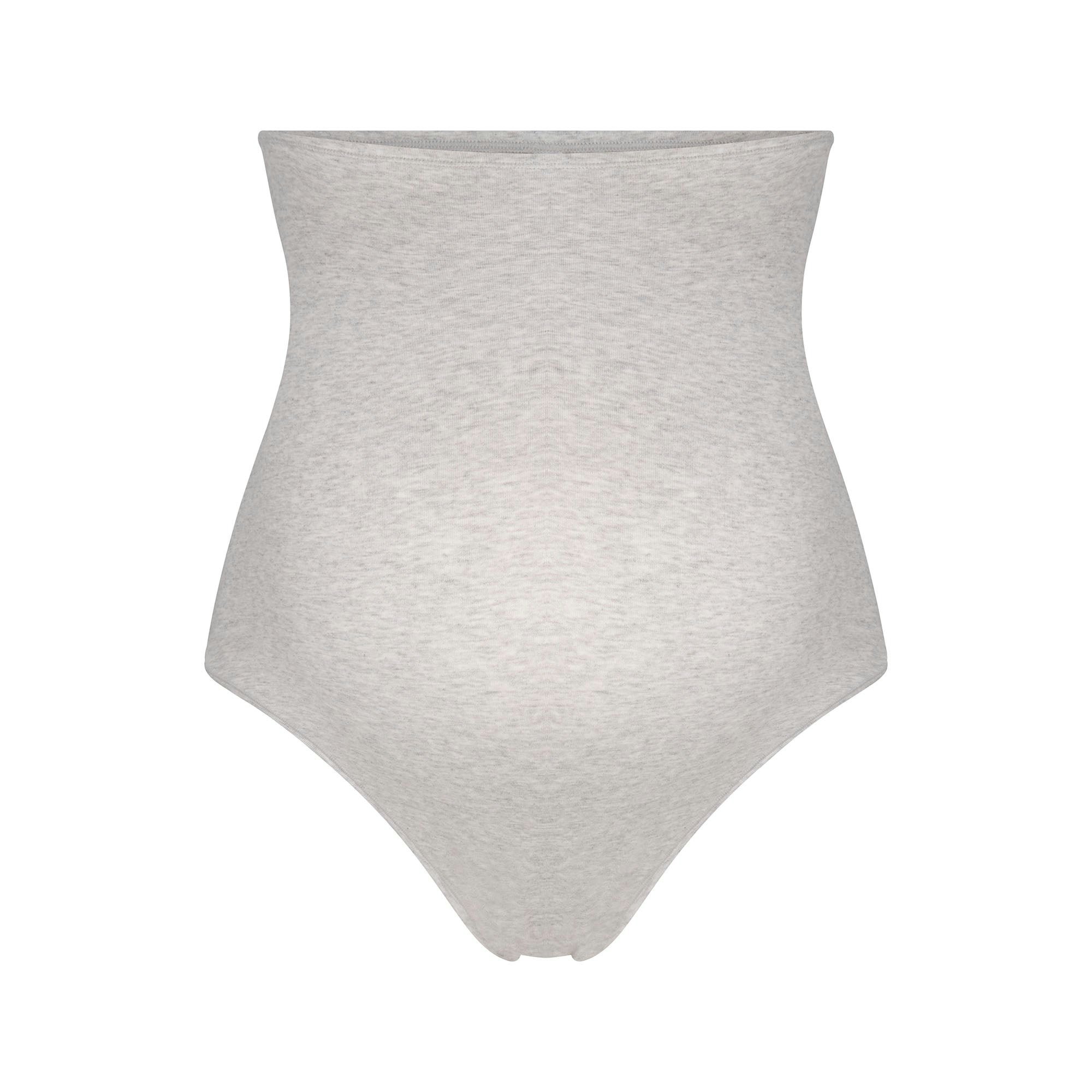 COTTON JERSEY MATERNITY HIGH-WAISTED THONG - LIGHT HEATHER GREY