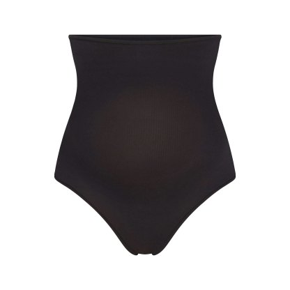 COTTON JERSEY MATERNITY HIGH-WAISTED THONG - SOOT