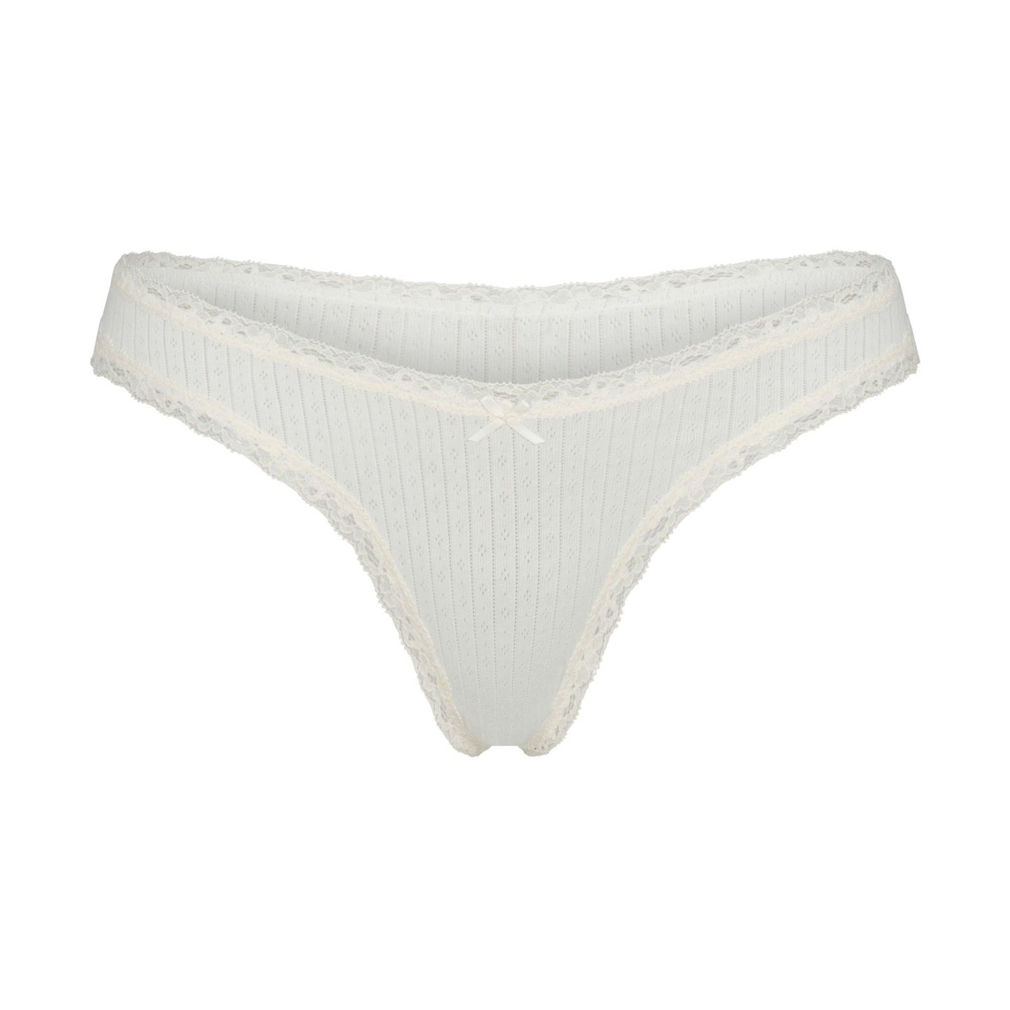 LIGHTWEIGHT COTTON POINTELLE LACE THONG - MARBLE TONAL