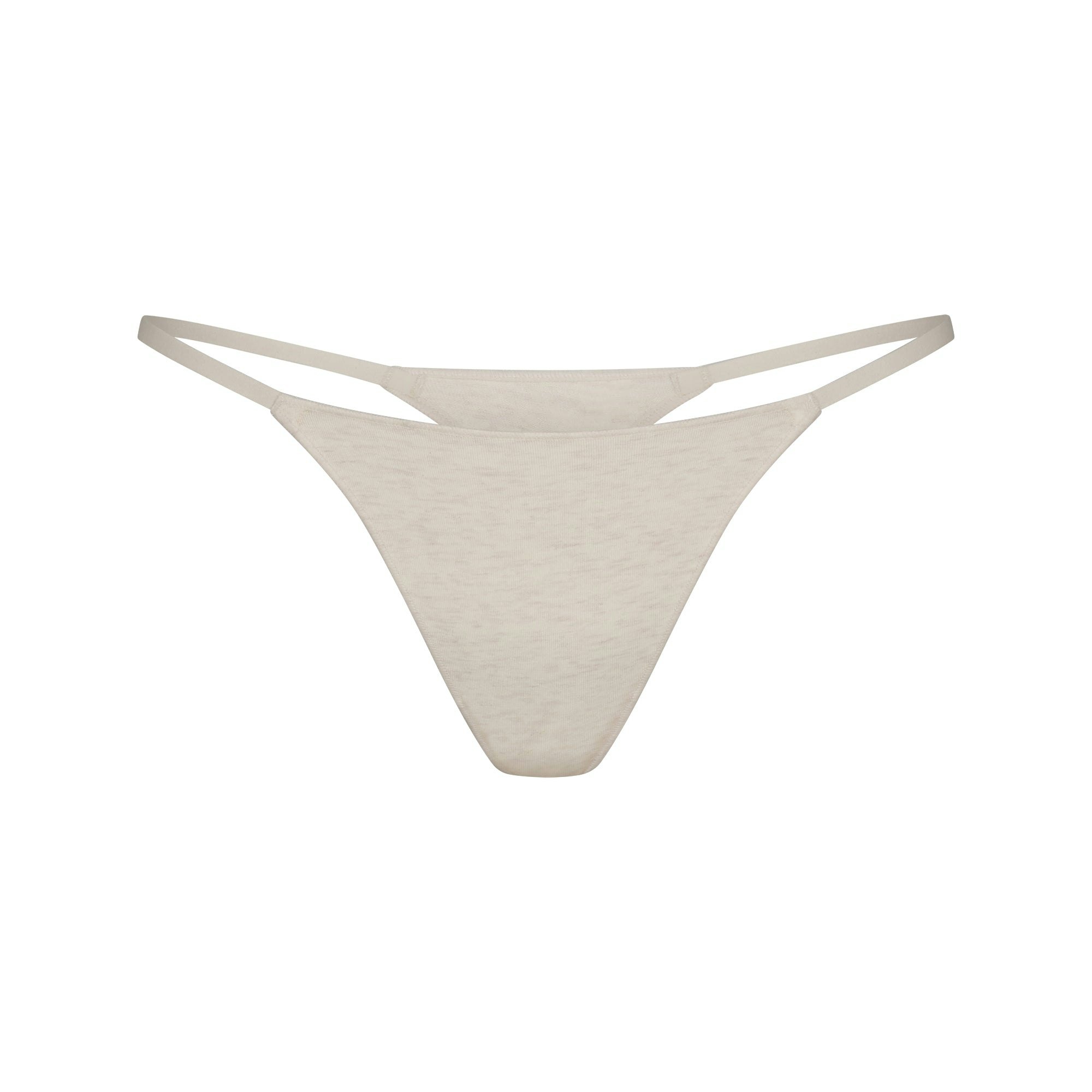 LIGHTWEIGHT COTTON STRING THONG - OATMEAL HEATHER